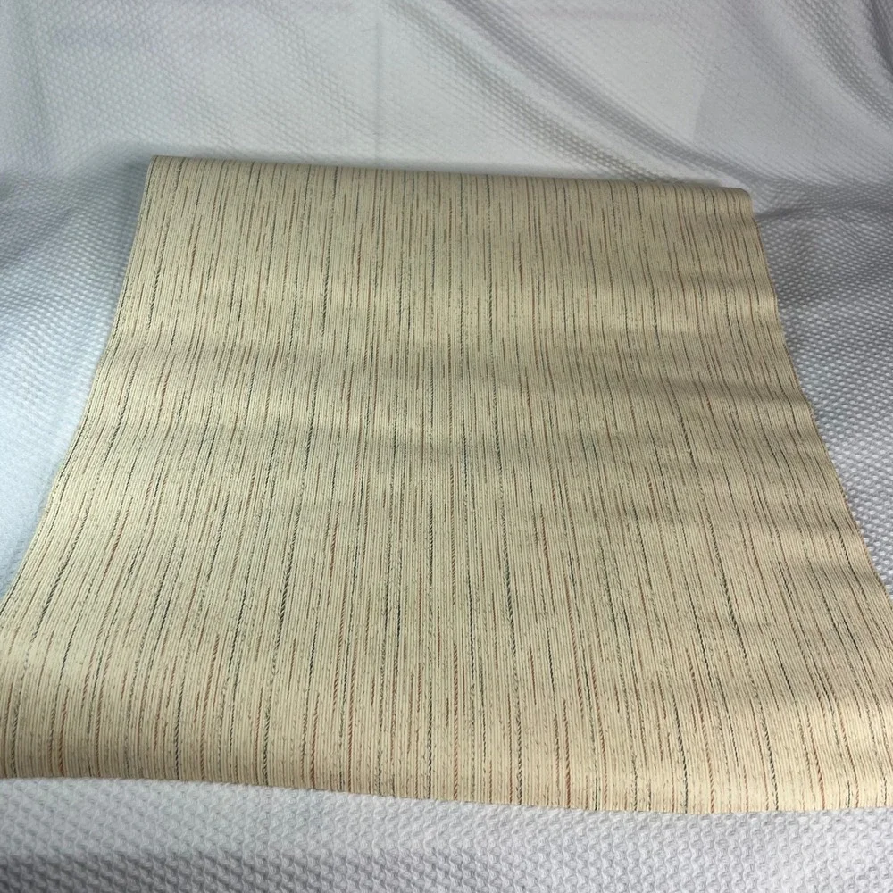 Vintage Pinstripe Textured Wallpaper Roll Cream Brown Made in USA 20.5